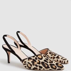 NWOT J. Crew Leopard Calf Hair Slingback Heels